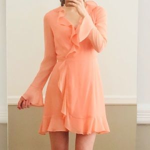 WAYF Ruffle Wrap Dress in Peach Color! NWOT! Small